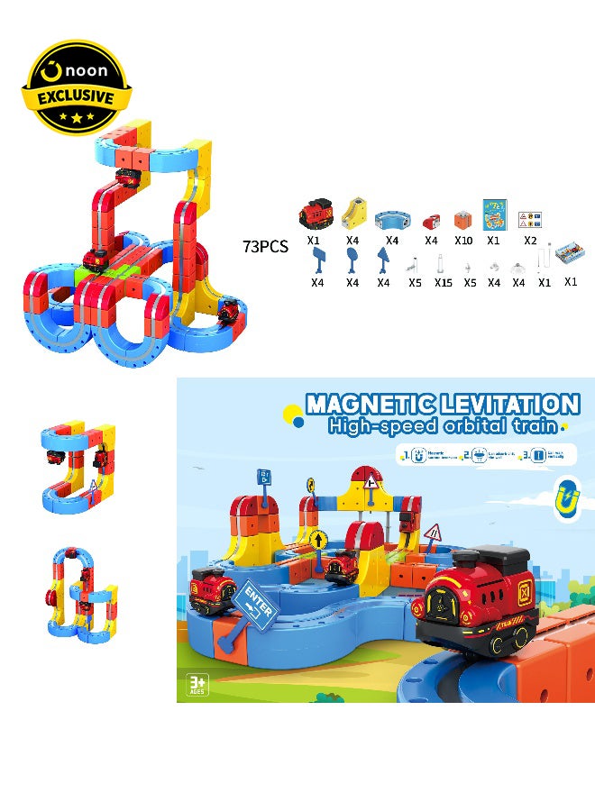 ماجني الاصحاب 73PCS High-Speed Versatile Anti-Gravity Maglev Train Set with Levitating Magnetic Tracks, Modular DIY Rail System, STEM Building Toy for Kids Creative Play - Image 1